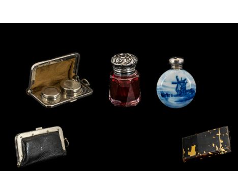 A Small Collection of Antique Period Items ( 4 ) Pieces In Total. Comprises 1/ Ladies Tortoiseshell  ( Regency Period ) Butto