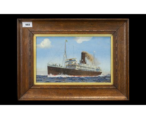 Norman Wilkinson Print 'Ambrose', sail/steam passenger ship, named 'Ambrose', flying a Brazilian flag; original by Norman Wil