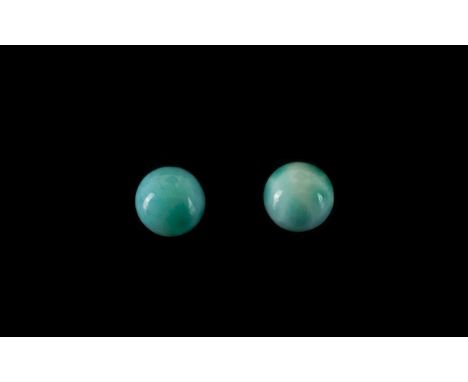 Larimar Globe Stud Earrings, 3.5cts of the mottled sky blue stone, mined in the Dominican Republic, the only source of this g