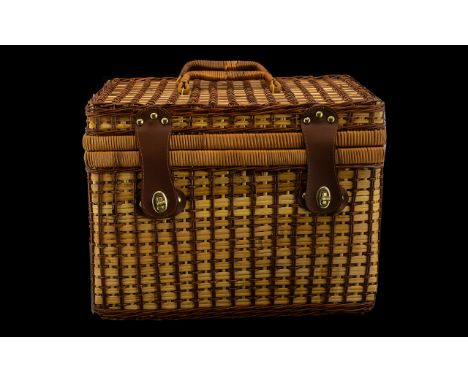 Wicker Picnic Hamper with full contents, including cutlery, plates and cups.  Unused condition, please see photographs.