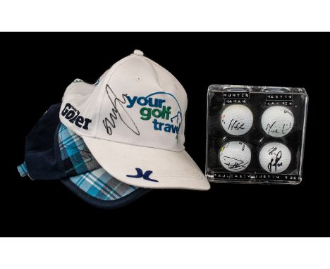 Golfing Interest - Collection of Memorabilia from 2012 Open Golf Championships at Lytham St Annes.  Includes signed caps worn