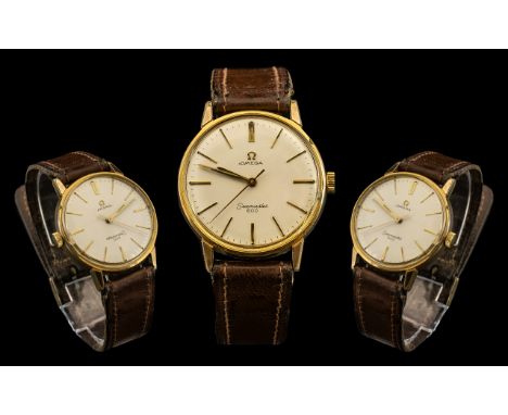 Omega Seamaster 600 Mechanical Wind Gold Tone Gents 1960's Wrist Watch. Features Seamaster Logo to Back Plate, Seconds Sweep.