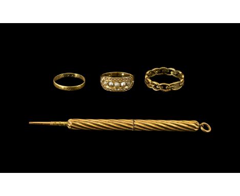 An Antique 18ct Gold Rings ( 2 ) In Total, Gold Weight - 6 grams, Both Rings Marked 18ct + An Antique Period Attractive Gold 