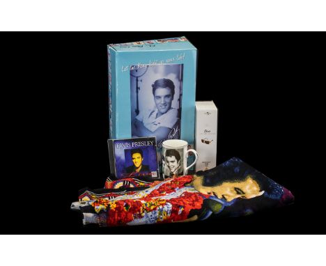 Collection of Elvis Memorabilia to include Elvis Photo Lamp, Elvis 'The Ultimate Collection' twin videos in box; Elvis Presle