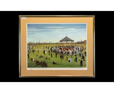 Tom Dodson 1910 - 1911 Artist Signed Ltd and Numbered Edition Coloured Print - Titled ; Band Stand ' Dancing In The Park. Thi