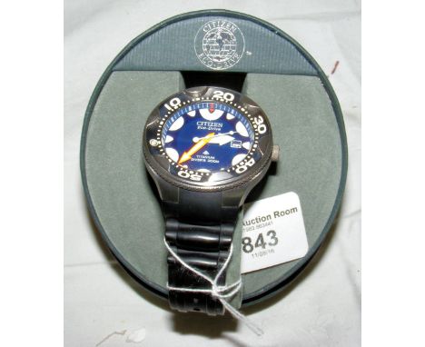 A Citizen Titanium "Orca" eco drive diver's watch in original presentation box