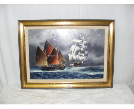 PETER LEATH - 37cm x 54cm oil on panel - "Stormy Sunshine" (see Artist's hand-written description to the reverse)