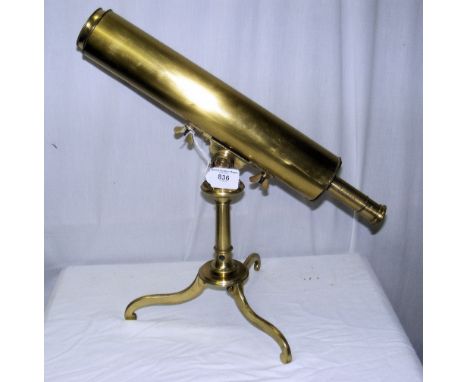 A late 18th century 2.75in reflector telescope by Simons, London on folding tripod support
