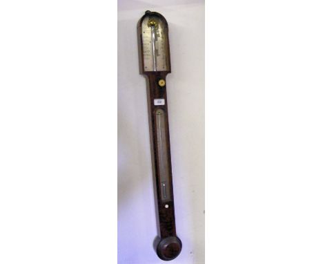 A 19th century mahogany stick barometer/thermometer by Ebsworth, Fleet Street, London