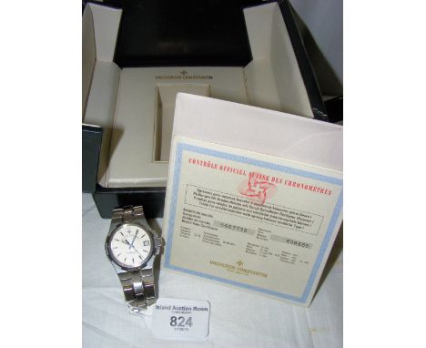 A stainless steel cased gent's automatic chronometer wrist watch with date aperture by Vacheron Constantin, Geneva, the movem
