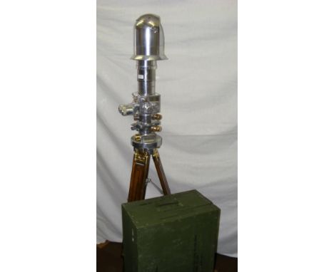 A pair of 10 x 50 periscope binoculars by Carl Zeiss in polished steel and brass finish complete with adjustable tripod and o