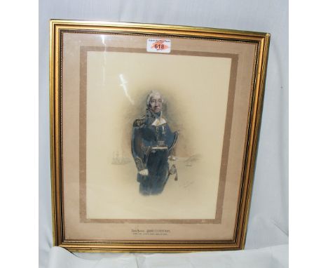 S. BUCK - 30cm x 23cm portrait of Rear Admiral Charles Bertram in full Naval uniform - signed and dated 1849