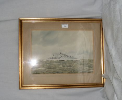ERIC ERSKINE CAMPBELL TUFNELL (1888-1978) - 25cm x 36cm watercolour portrait of HMS "Euryalus" - signed and inscribed
