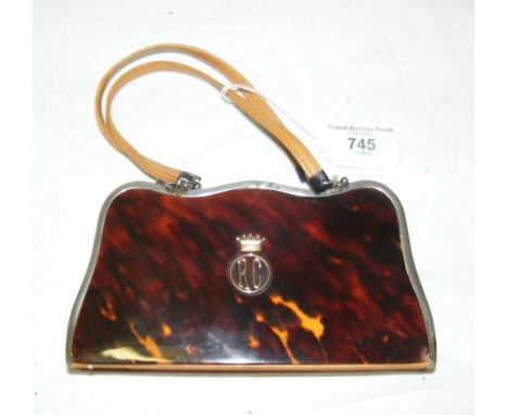 An Asprey of London silver and tortoiseshell lady's evening bag with fine leather interior embossed with silver coronet and l