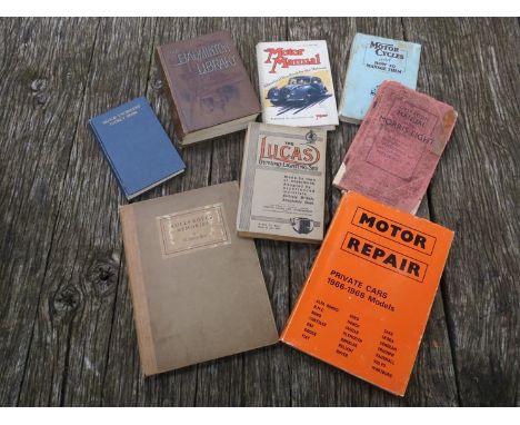 A box of books including "Motor Engineers Pocket Book" and "The Motor Manual" etc