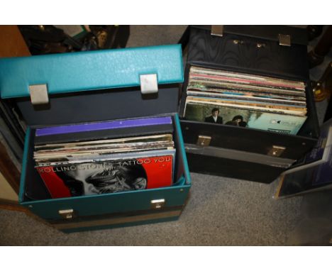 TWO BOXES OF LP RECORDS TO INCLUDE THE ROLLING STONES, THE BEATLES, THE SMALL FACES ETC.