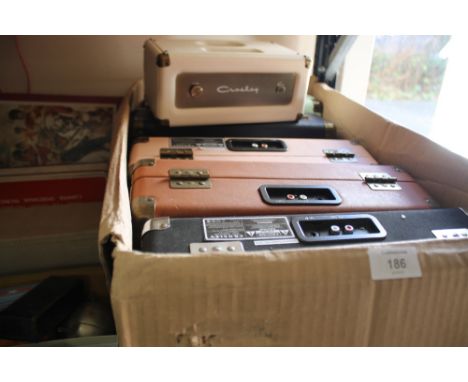 FIVE ASSORTED CROSLEY RECORD PLAYERS A/F AND A CROSLEY SPEAKER (6)
