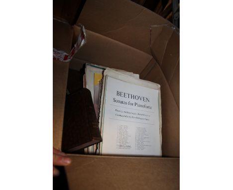A BOX OF VINTAGE BOOKS AND SHEET MUSIC