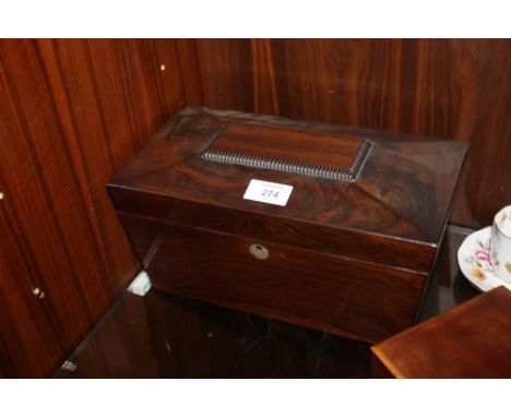 A VICTORIAN ROSEWOOD TEA CADDY