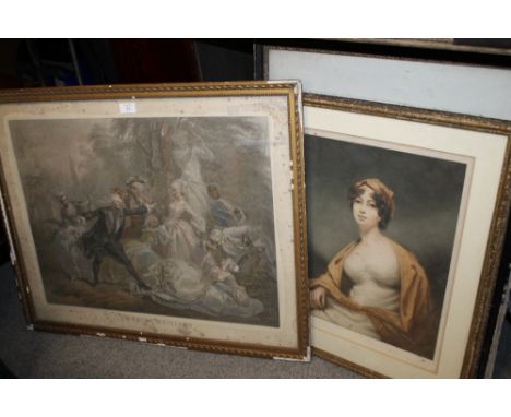 A FRAMED AND GLAZED COLOURED ENGRAVING ENTITLED LE COLIN MAILLARD TOGETHER WITH A VINTAGE FRAMED AND GLAZED PORTRAIT OF A LAD