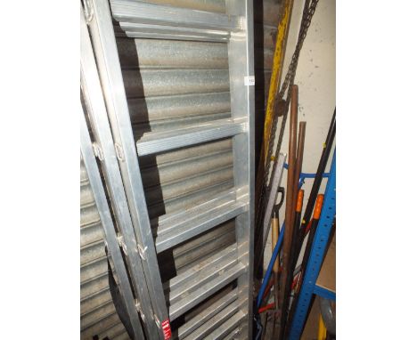 A LADDER PLUS GARDEN TOOLS