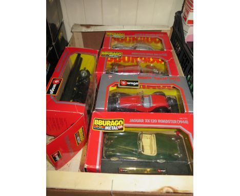 5 Burago 1:24 Scale Model Cars, boxed