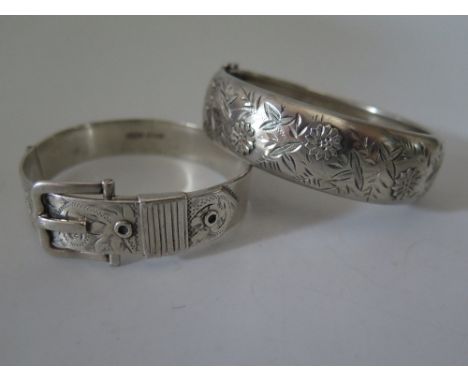 A Victorian Silver Foliate Chased Hinged Bangle Birmingham 1884 Robert James Dick and Edward VIII silver buckle bangle Birmin