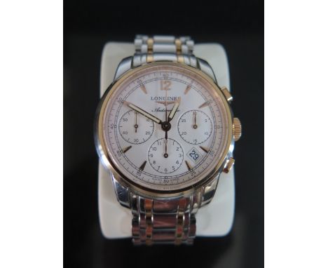 A Longines Gent's Steel and Gold Chronograph Saint Imier Collection Automatic Wristwatch, no. 38463323, boxed and running