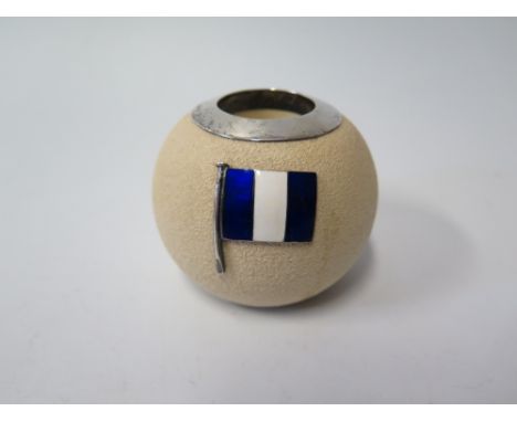 A Victorian Silver Collared Match Striker with enamel blue and white flag, Chester 1896, Cornelius Desormeaux Saunders and Ja