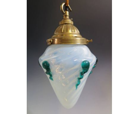 An Opalescent Hanging Lamp Shade, c. 22 cm