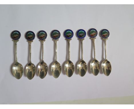 Two British Trial & Rally Association Silver and Enamel Spoons and six EPNS