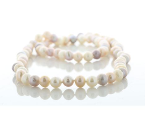 26 Inches Freshwater Cultured 7.0 - 7.5mm Pearl Necklace - Valued By AGI £315.00 - 7.0 - 7.5mm freshwater cultured pearl neck