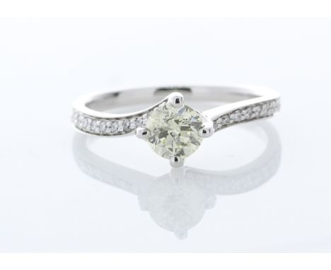 18ct White Gold Diamond Set Shoulders Ring 0.72 Carats - Valued By IDI £6,845.00 - One stunning natural round brilliant cut d