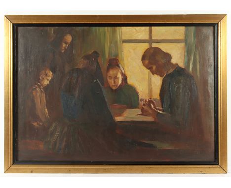 OTTO (Maler A.20.Jh.), "Beim Tischgebet", Öl/Lwd., 80 x 115, unten rechts signiert, R. 