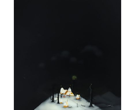 JAKOPCEVIC, Josip, "Winter in Schwarz", Hinterglasmalerei, 40 x 40, unten rechts signiert und datiert 1974, R. 
