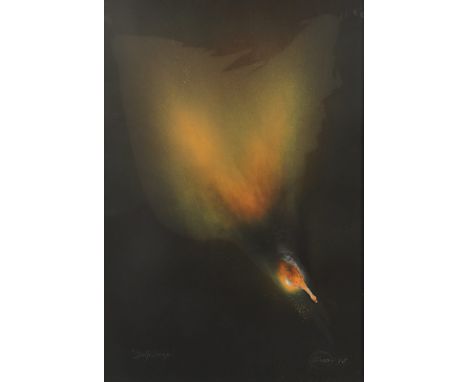 PIENE, Otto, "Drip Drop", Feuergouache/schwarzem Karton, 100 x 70, handsigniert, betitelt, datiert, 1978, verso Aufkleber Gal