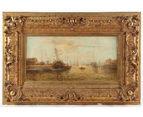 MORETT, D. (Maler E.19.Jh.), "Bei Enkhuizen", Öl/Lwd., 32 x 62,5, besch. und rest., unten links signiert, R. 