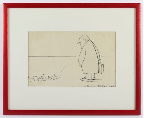 HANEL, Walter, "Scheisse - zum Geburtstag", Mischtechnik mit Tusche/Papier, 22 x 34, R. 