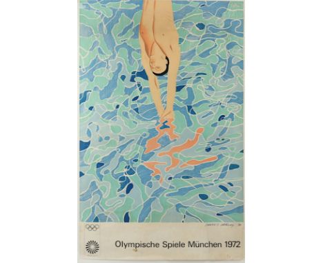 HOCKNEY, David, "The Swimmer (Olympische Spiele München 1972)", 1970. Farblithographie auf leichtem Velin. 87 x 63,5 cm (102 