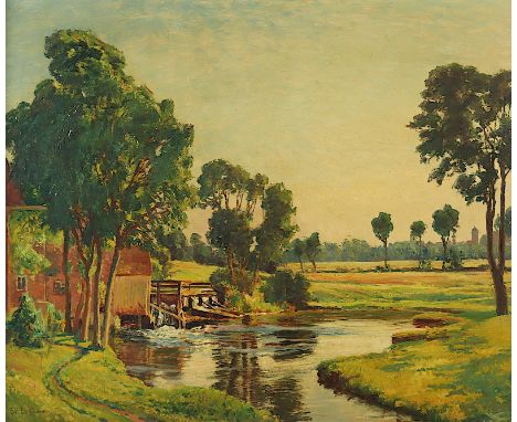 LANGHAMMER, Carl (1868-1934), "Wassermühle", Öl/Lwd., 60 x75, unten links signiert, R. 