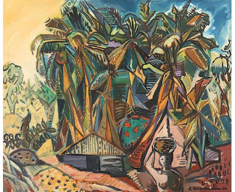STADELMANN, Ernst Philip (1894-1972), "Afrikanische Landschaft", Öl/Lwd., 54 x 65, unten rechts signiert und "60" datiert, R.