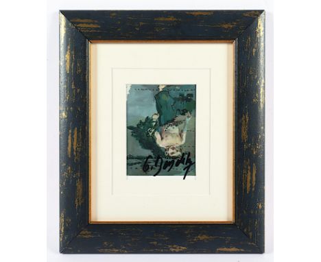 BASELITZ, Georg, "Der Mann am Baum", Kunstportkarte in Farboffset, 10 x 14, handsigniert, R. 