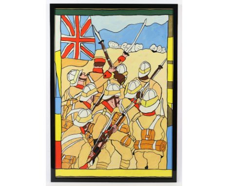WITTLICH, Josef (1903-1982), "Soldaten", wohl Tempera/festem Papier, 90 x 62, unten signiert, etwas besch., R. 
