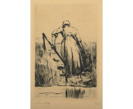 URY, Lesser (1861-1931), "Wasserträgerin", Originalradierung, 14 x 9,5, handsigniert, R. 