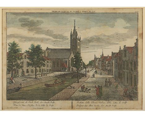 DELFT, Guckkastenblatt, kolorierter Kupferstich, 28 x 42, leicht besch., B. Probst, um 1780, R. 