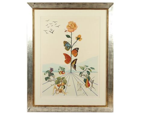 DALI, Salvador, "La Rose Papillon (Flordali II)" (1981), Farblithografie mit Prägedruck auf Arches-Bütten, 88 x 63, 2083/5000