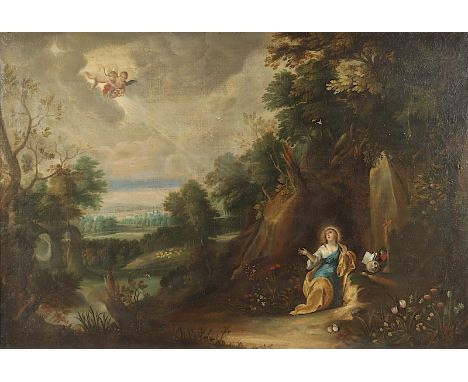 VAN BALEN, Jan (1611-1654), Umkreis/Schule, "Die büßende Maria Magdalena", Öl/Lwd., 116 x 168, altdoubliert, besch. und rest.