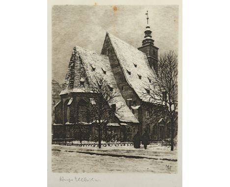 ULBRICH, Hugo (1867-1928), "Christophorikirche in Breslau", Original-Radierung, 23 x 17, unten links handsigniert, in der Pla