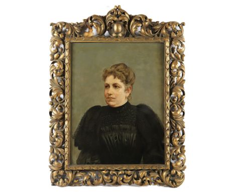 PORTRAITMALER E.19.JH., "Bildnis einer Frau", Öl/Lwd., 70 x 54, R. 