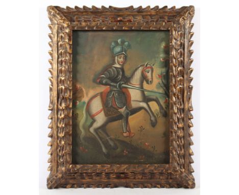 SCHULE VON CUSCO 18./19.JH., "Heiliger Georg", Öl/Lwd., 49 x 36, R. 